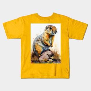 Arctic Ground Squirrel - Watercolor Paint Kids T-Shirt